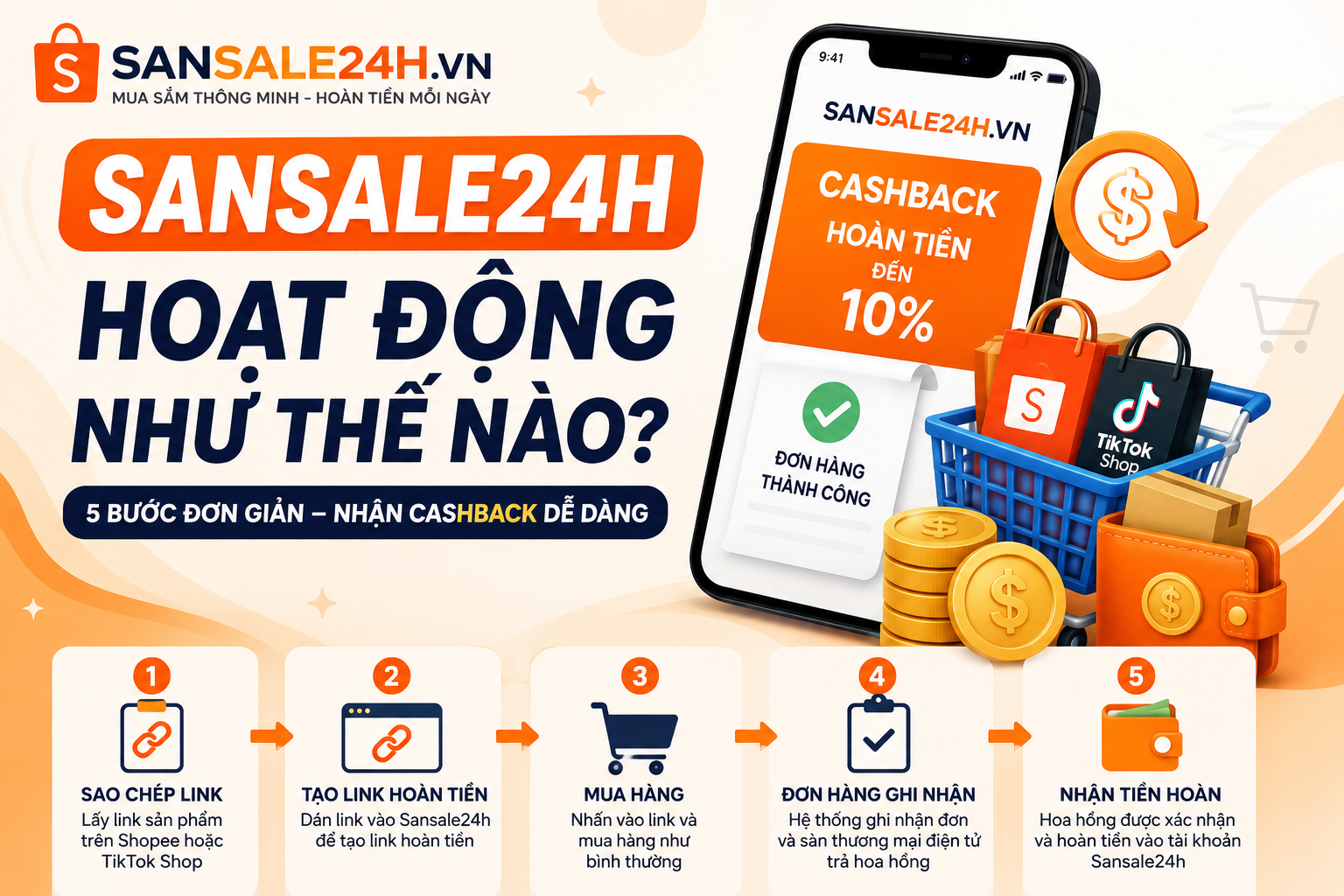Sansale24h Hoạt Động Như Thế Nào? Hướng Dẫn Nhận Hoàn Tiền Khi Mua Hàng