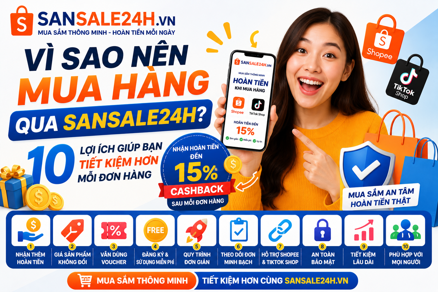 Vì Sao Nên Mua Hàng Qua Sansale24h? 10 Lợi Ích Giúp Bạn Tiết Kiệm Hơn Mỗi Đơn Hàng